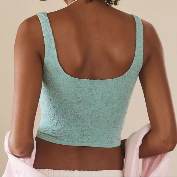 Anthropologie The Hannah Seamless Textured Tank in Blue Green Floral. S/M. NWT! - Picture 3 of 16